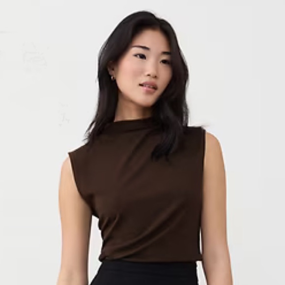 Banana Republic Factory Baby Mock Neck Sleeveless Tank color Dark Oak size XS